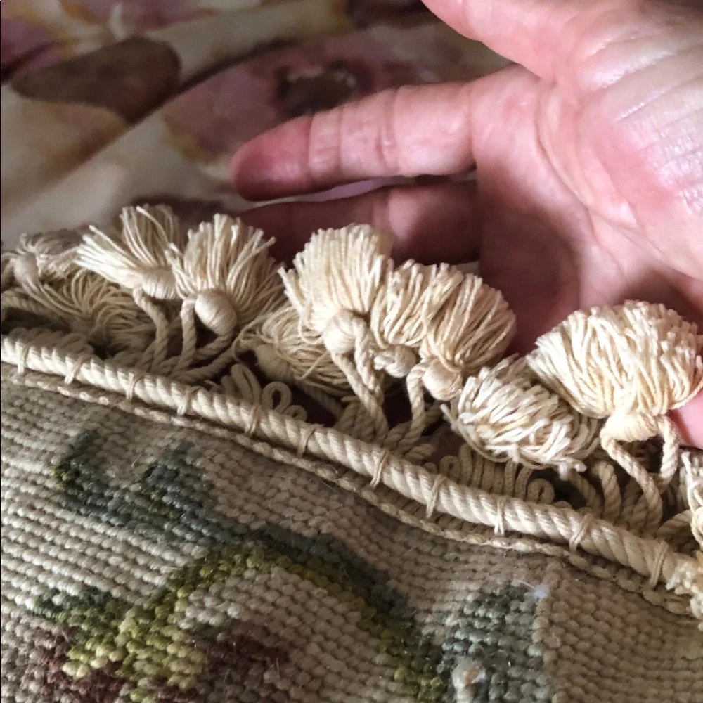 VINTAGE FLORAL THROW PILLOW W TASSELS • 24” x 20”